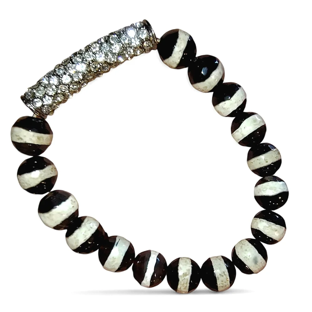 Tibetan Black & White Zebra Agate Stones - Set Of 4 Bracelets - Picture 8 of 12